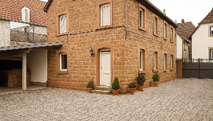 Hof mit Rückansicht